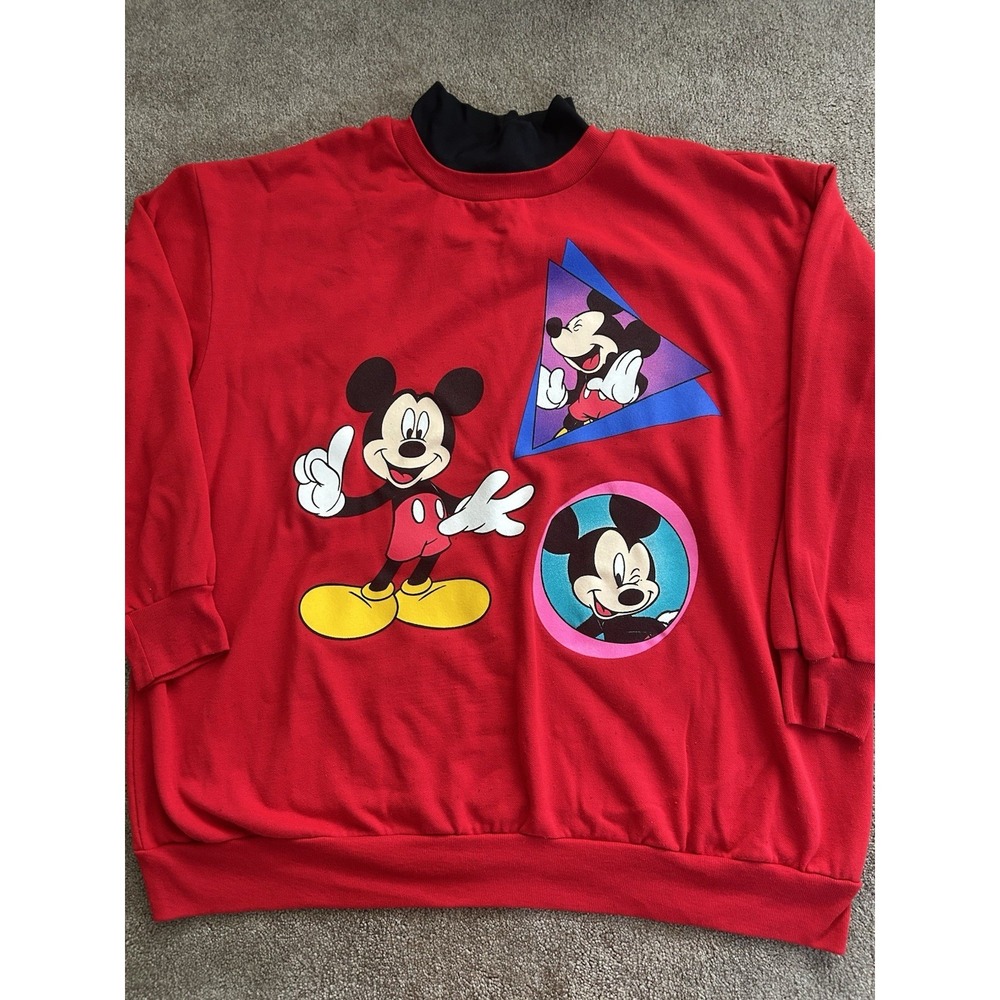Vintage 90s Mickey Unlimited Land Of The Sea Sweater Size 26 - Dims In Photos
